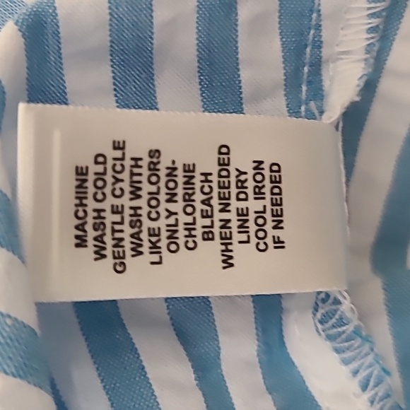 CATO Women's Blue & White Striped Button Up Blouse Puff Sleeves - Size Large NWT - Picture 9 of 13